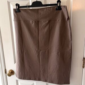 NWT Kosher Casual 2XL Stretch Cotton Pencil Skirt Knee Length Modest Soft WALNUT